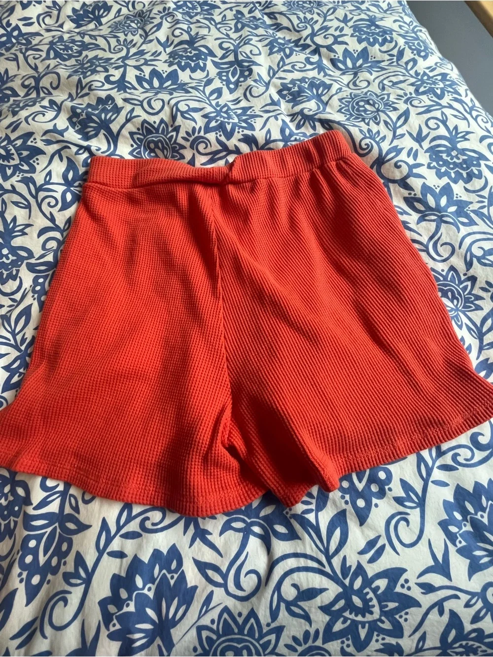 KUL Women's Orange Waffle Knit Knit Shorts - XS